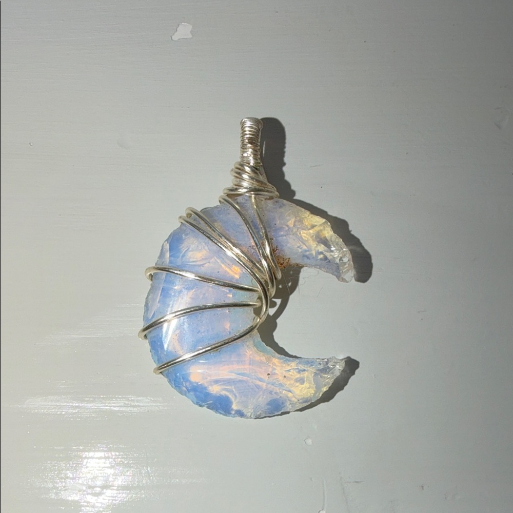 Wire Wrapped Crescent Moon Pendant